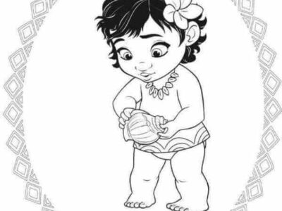 Baby Moana With Her Shell Moana Coloring Pages