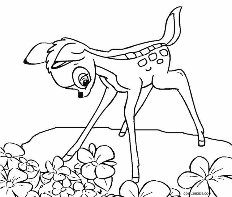 Bambi And Flower Coloring Pages