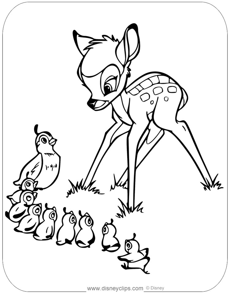 Bambi And The Birds Coloring Pages