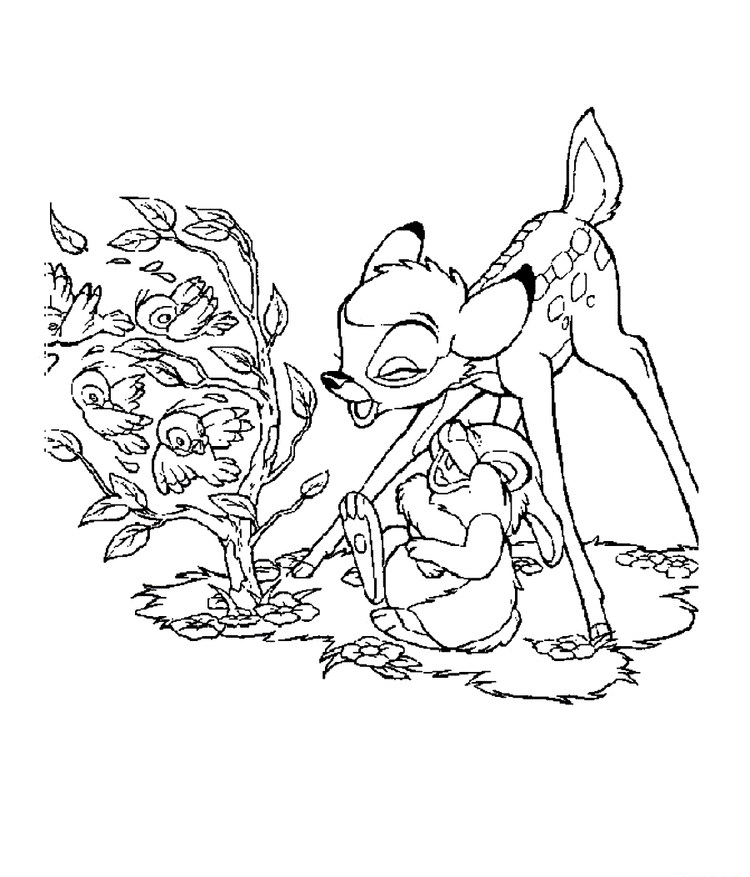 Bambi And Trees Coloring Pages