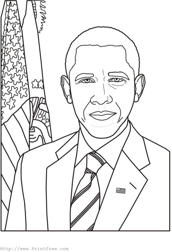 Barack Obama Presidents Day Coloring Page