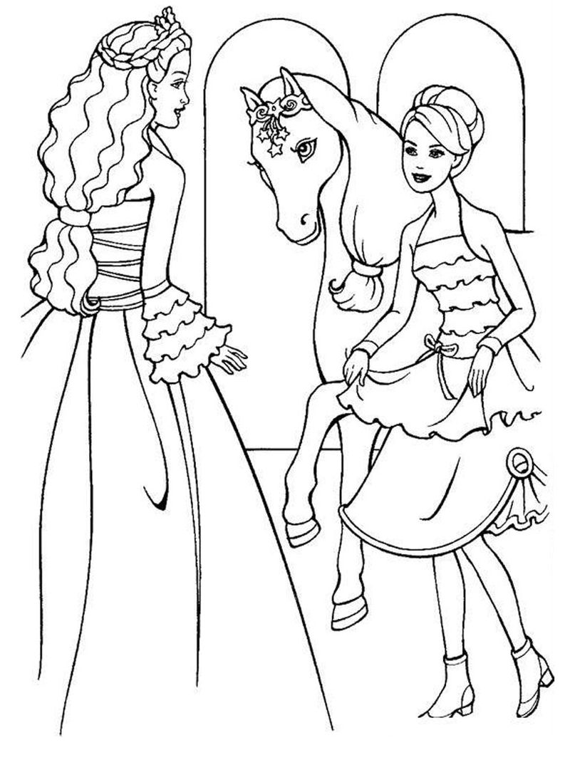 Barbie Horse Coloring Pages