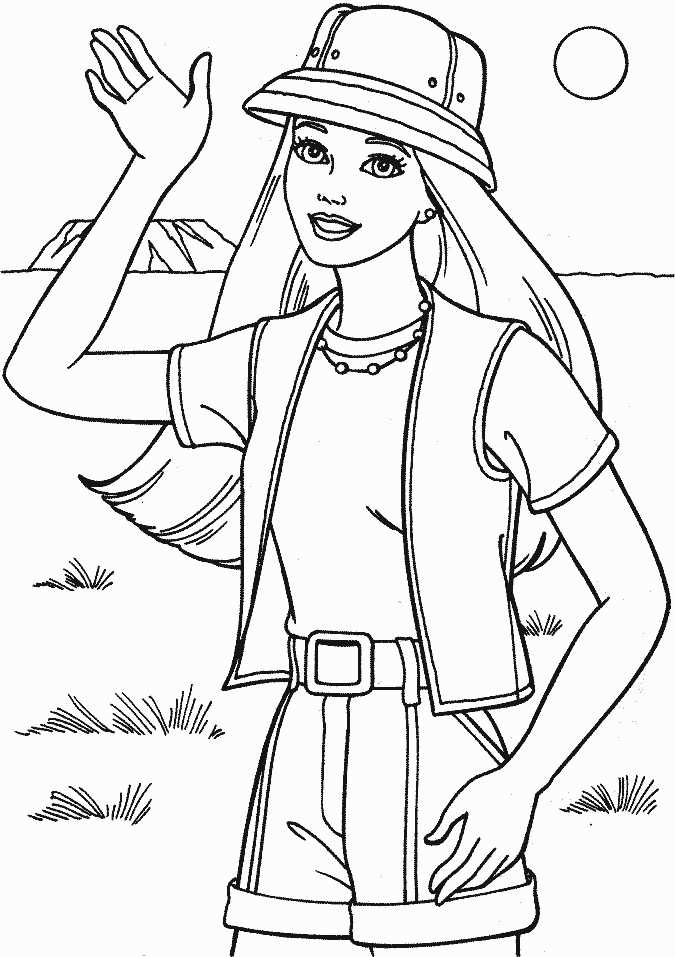 Barbie Safari Coloring Page