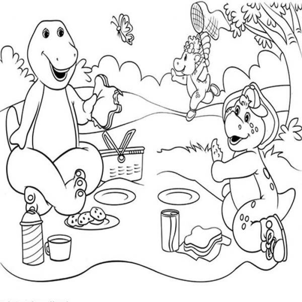 Barney And Friends Picnic Day Coloring Page Coloring Sun