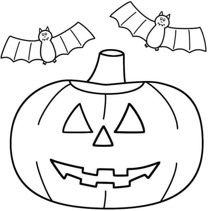 Bat And Jack O Lantern Coloring Page