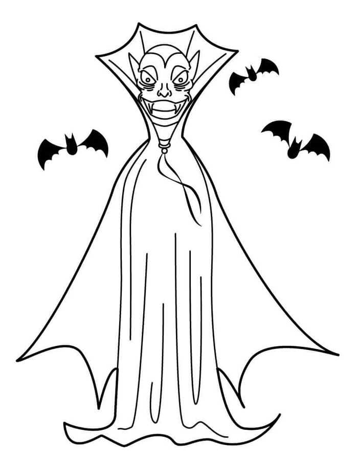 Bats And Vampire Coloring Page