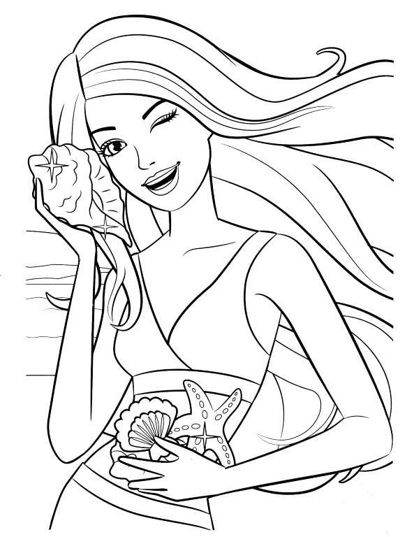 Beach Barbie Coloring Page Printable