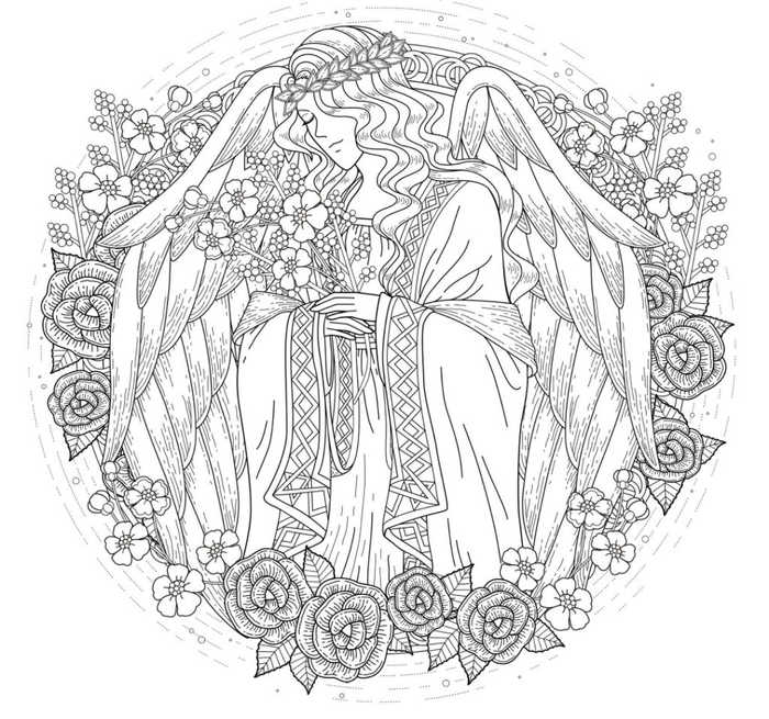 Beautiful Angel Coloring Page For Adults
