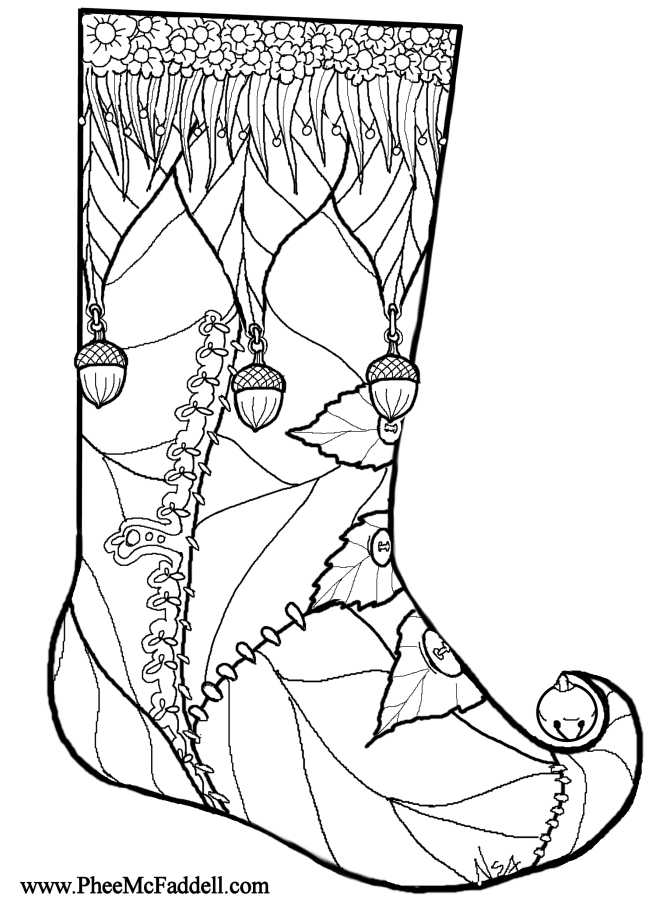 Beautiful Christmas Stocking Coloring Page For Adults