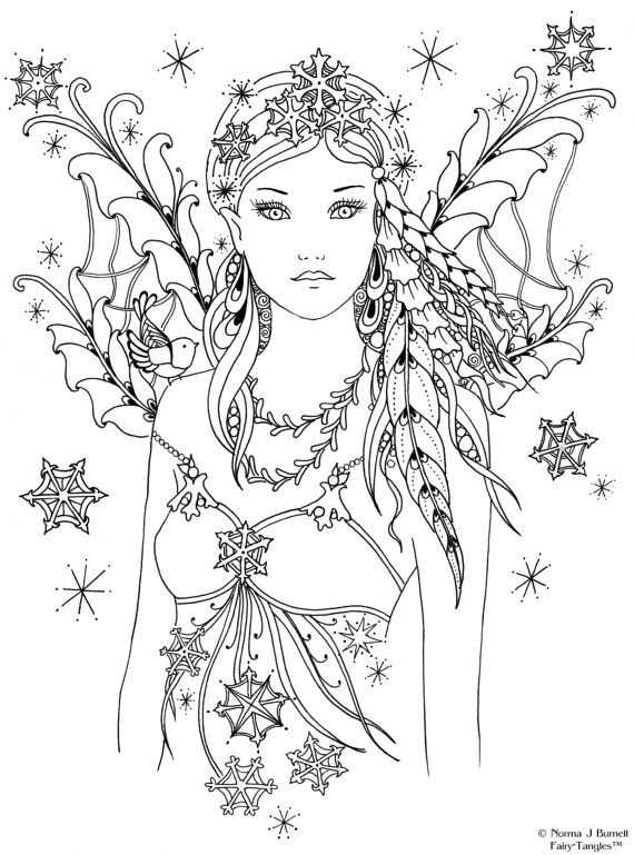 Beautiful Fantasy Fairy Coloring Page