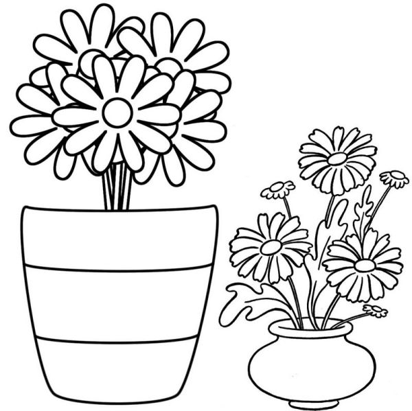 Beautiful Flower Pot Coloring Page