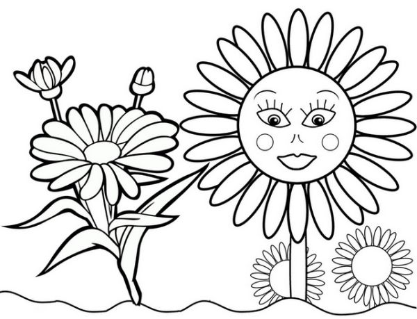 Beautiful Sunflower Coloring Page for Little Girls