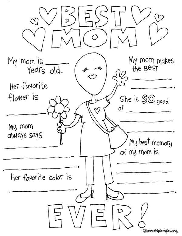 Best Mom Ever Worksheet For Mothers Day