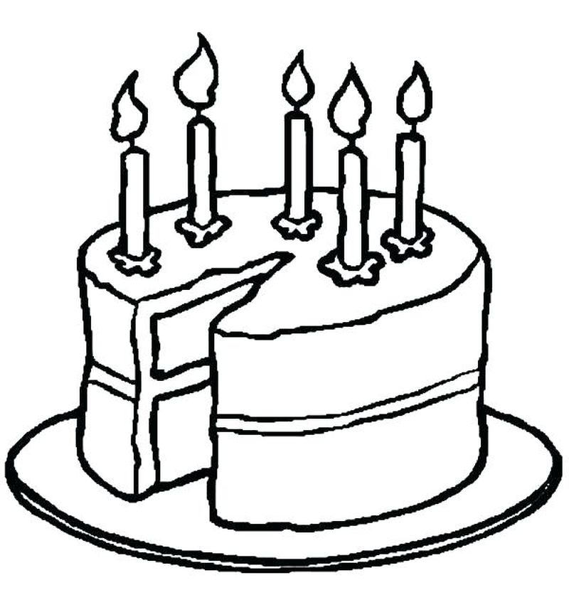 Birthday Cake Coloring Page For Kindergarten
