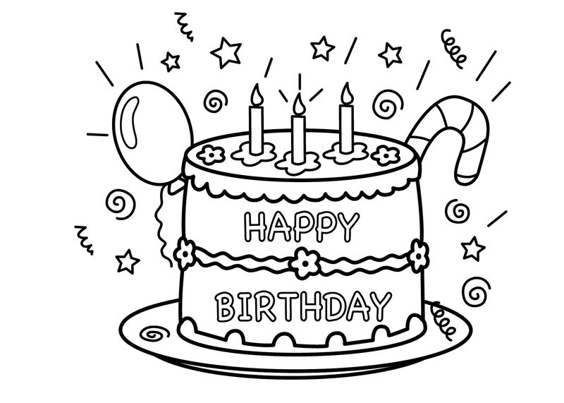 Birthday Cake Coloring Page Free Printable