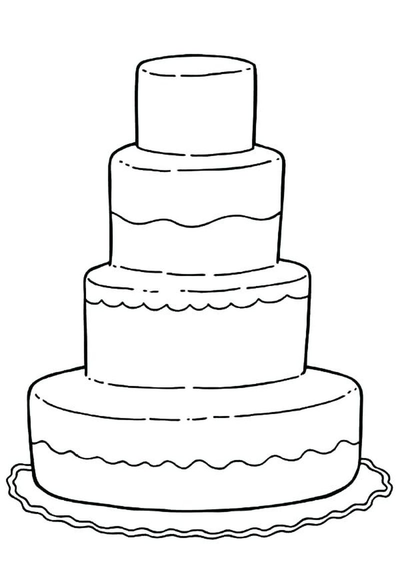 Birthday Cake Coloring Page Template