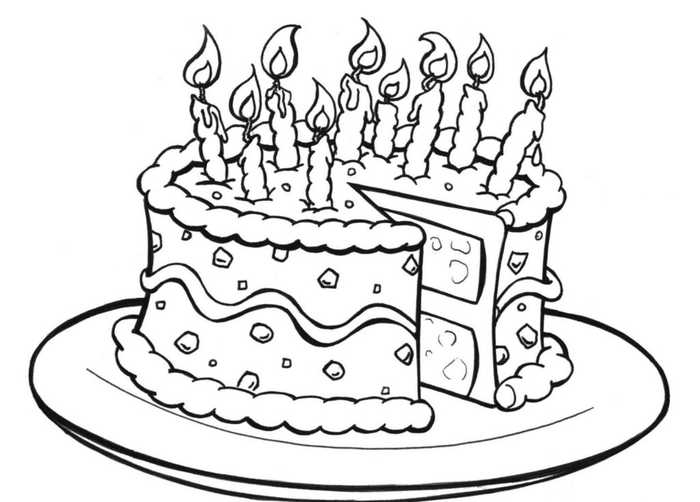 Birthday Cake Coloring Pages