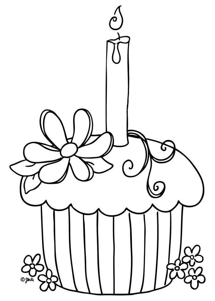Birthday Cupcake Coloring Pages