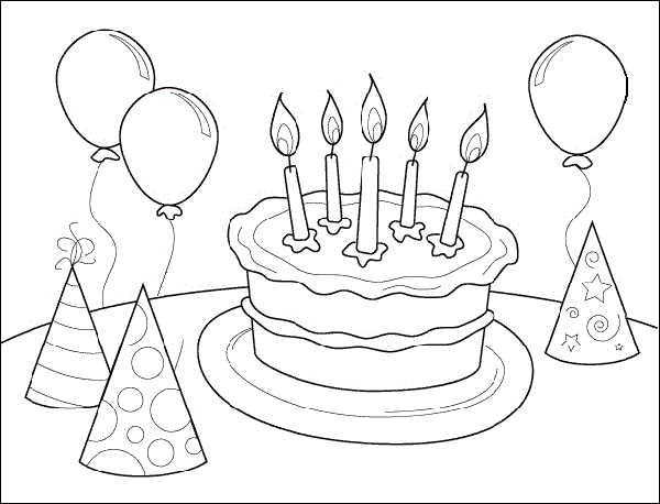 Birthday Party Cake Coloring Page