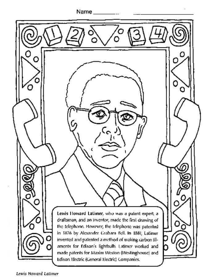 Black History Month Coloring Pages Lewis Howard Latimer
