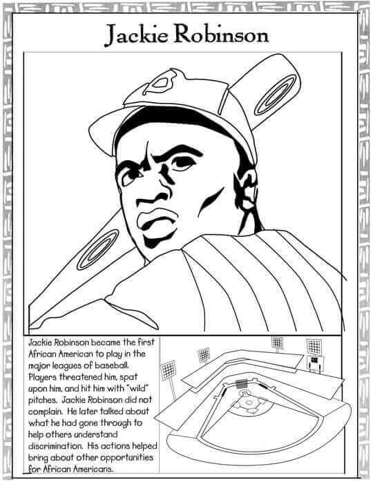 Black History Month Coloring Sheets Free Jackie Robinson