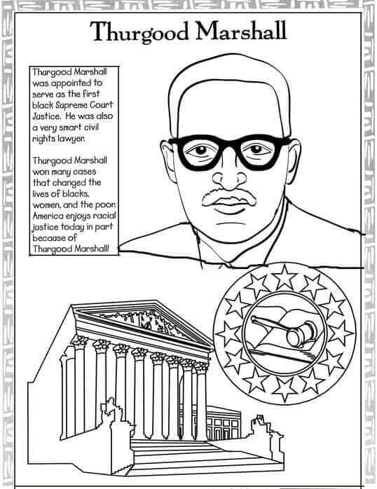 Black History Month Coloring Sheets Free Printable Thurgood Marshall