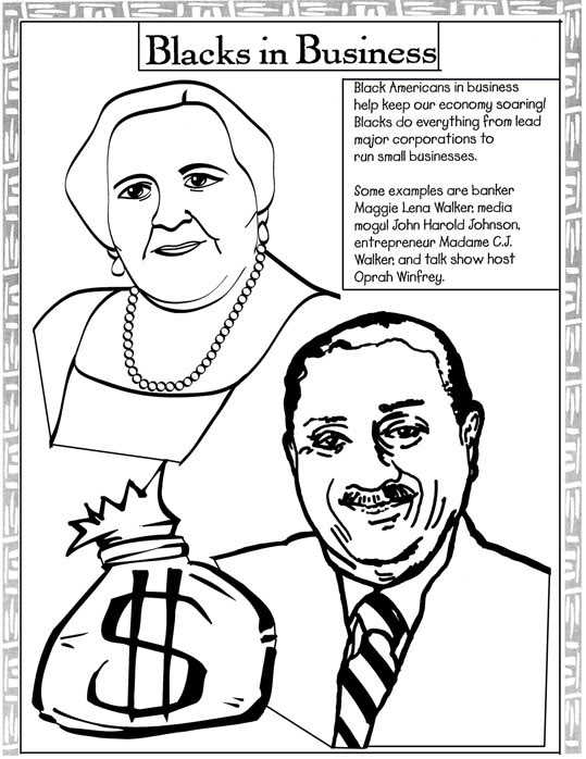 Blacks In Business History Month Coloring Page
