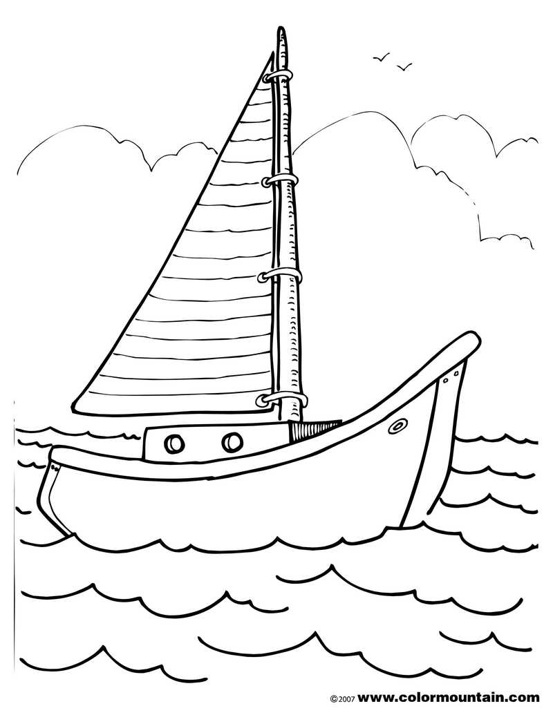 Boats Coloring Pages T Drawn Sailboat