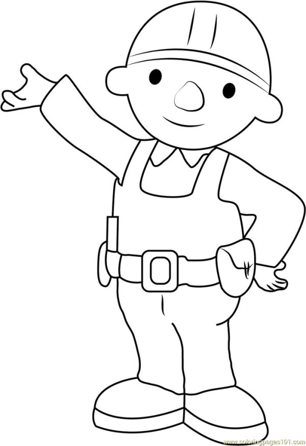 Bob the builder showing something coloring page