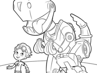 Botasaur And Rusty Rivets Coloring Page