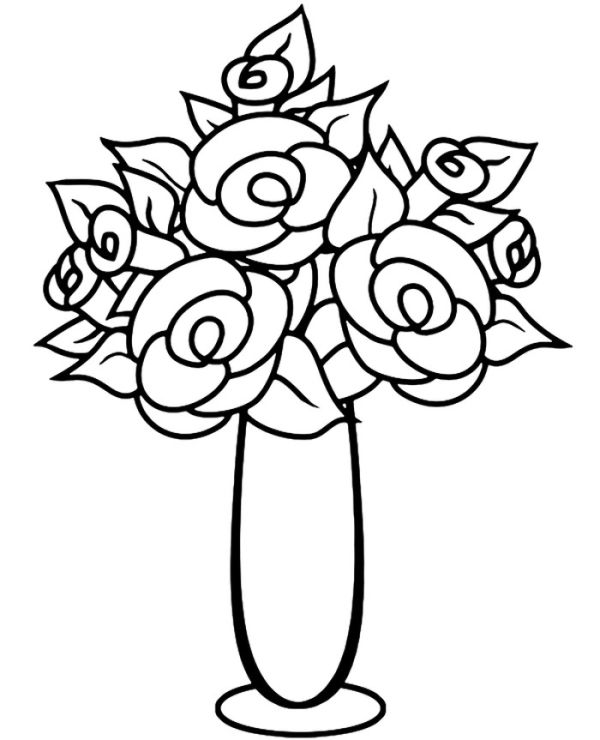 Bouquete Of Roses Printable Coloring Page