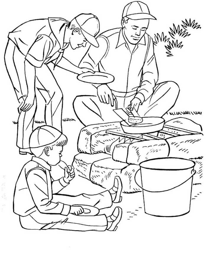 Boys Scout Camping Coloring Pages