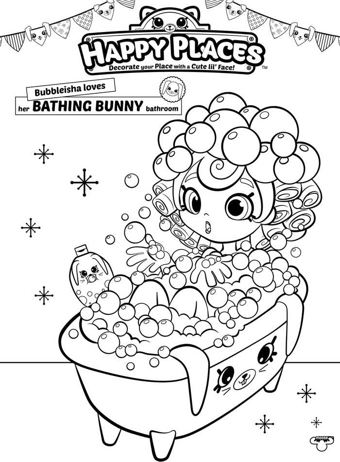 Bubbleisha Is A Bathing Bunny Shoppies Coloring Pages