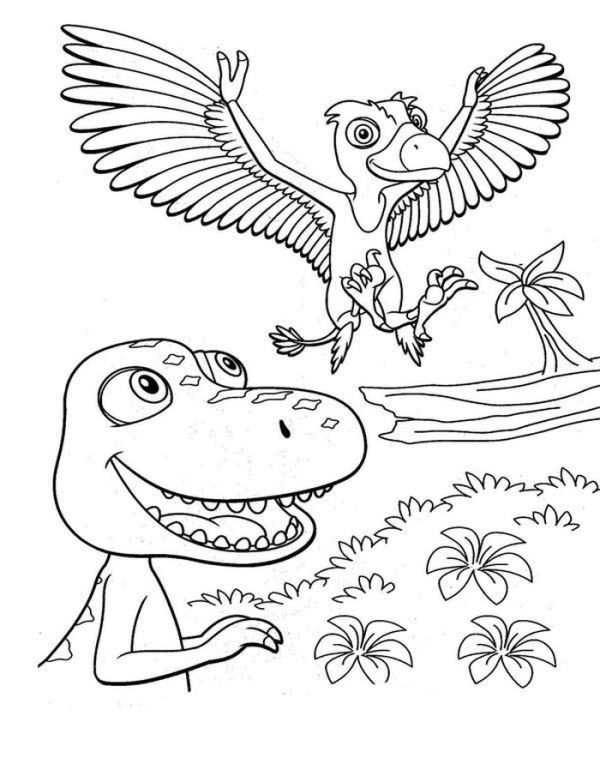 Buddy Is Delight To Meet His Friend In Dinosaurus Train Coloring Page Coloring Sun
