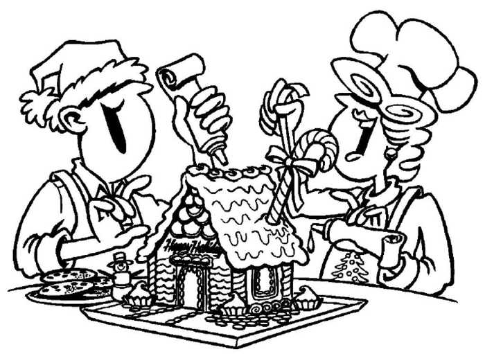 Building A Gingerbread House Coloring Page