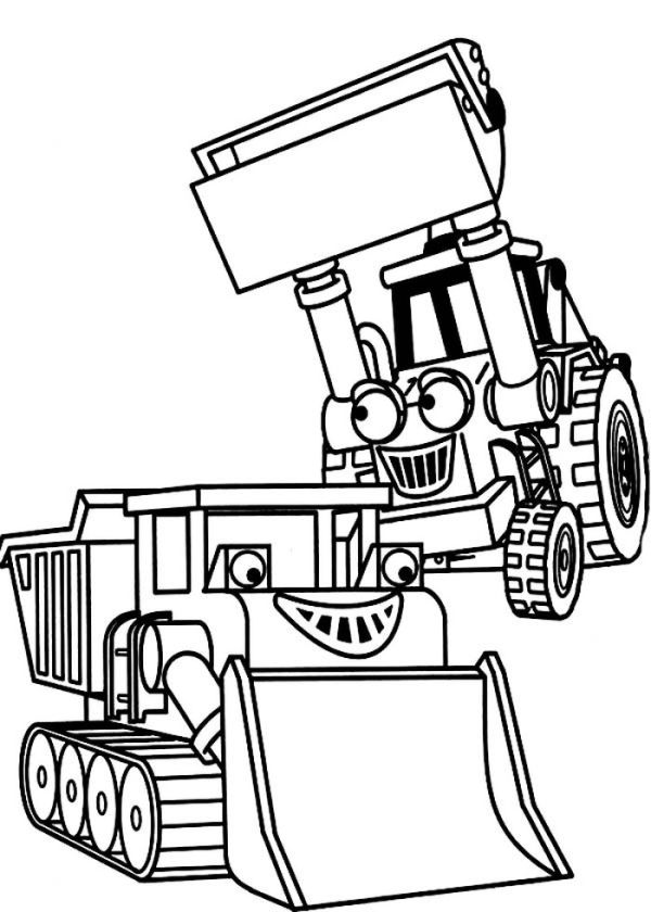 Bulldozer In Bob The Builder Coloring Page Coloring Sun