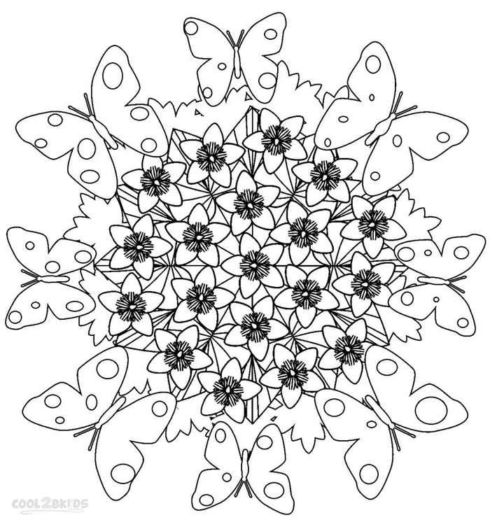 Butterfly Flower Mandala Coloring Page