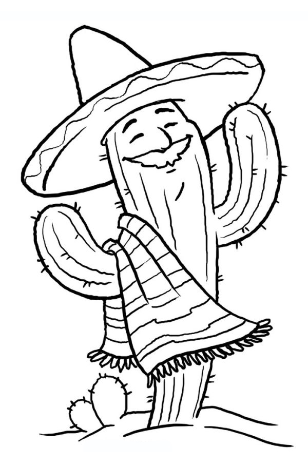 Cactus cinco de mayo coloring pages