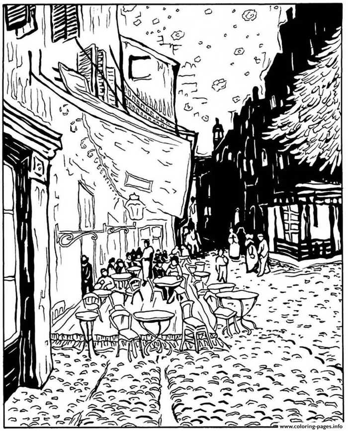 Cafe Terrace At Night Van Gogh Coloring Pages