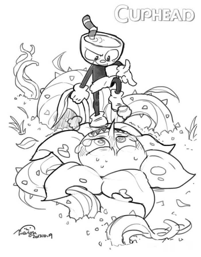 Cagney Carnation From Cuphead Coloring Page