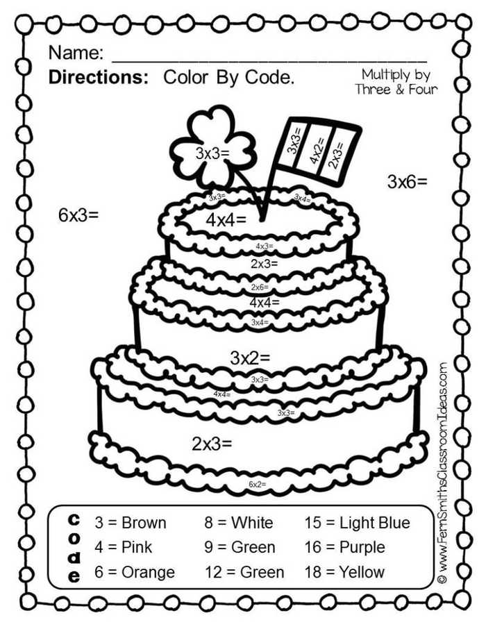 Cake Color By Number Multiplication