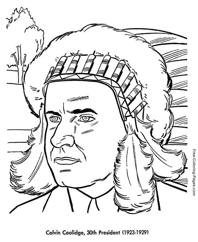 Calvin Coolidge Presidents Day Coloring Page