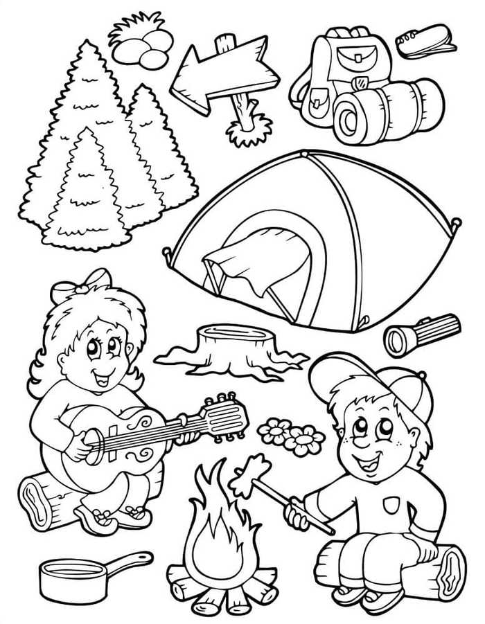 Camping Essentials Coloring Page