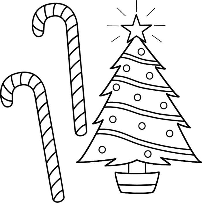 Candy Canes For The Tree Coloring Pages