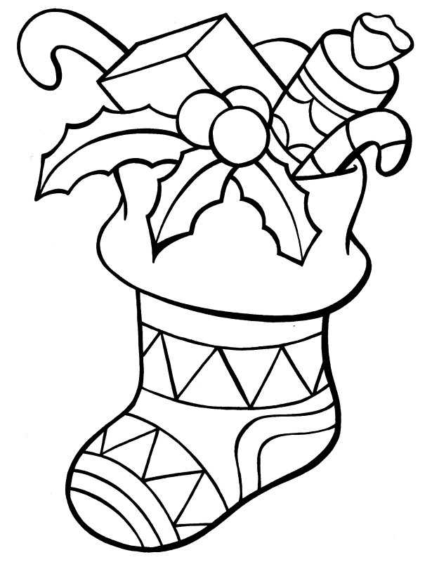 Candy In Christmas Stocking Coloring Page