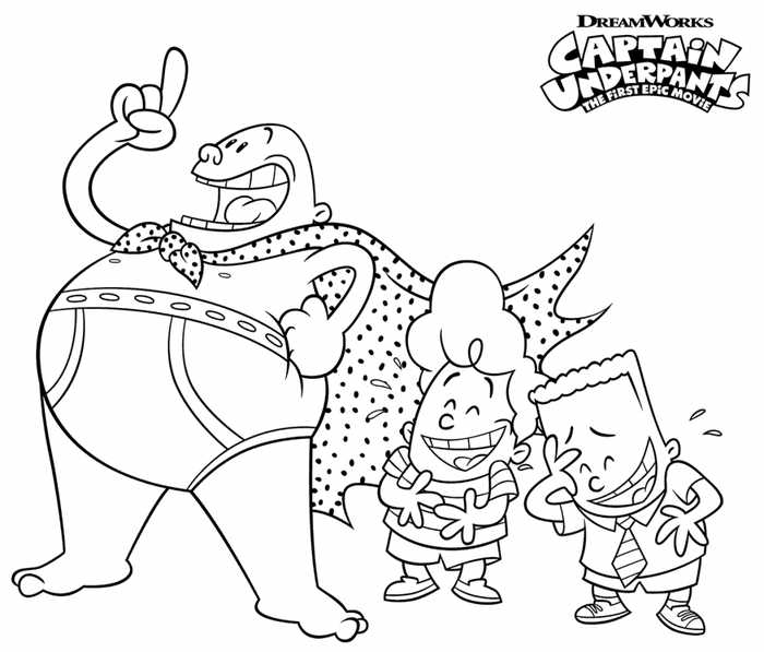 Captain Underpants Movie Coloring Page 1