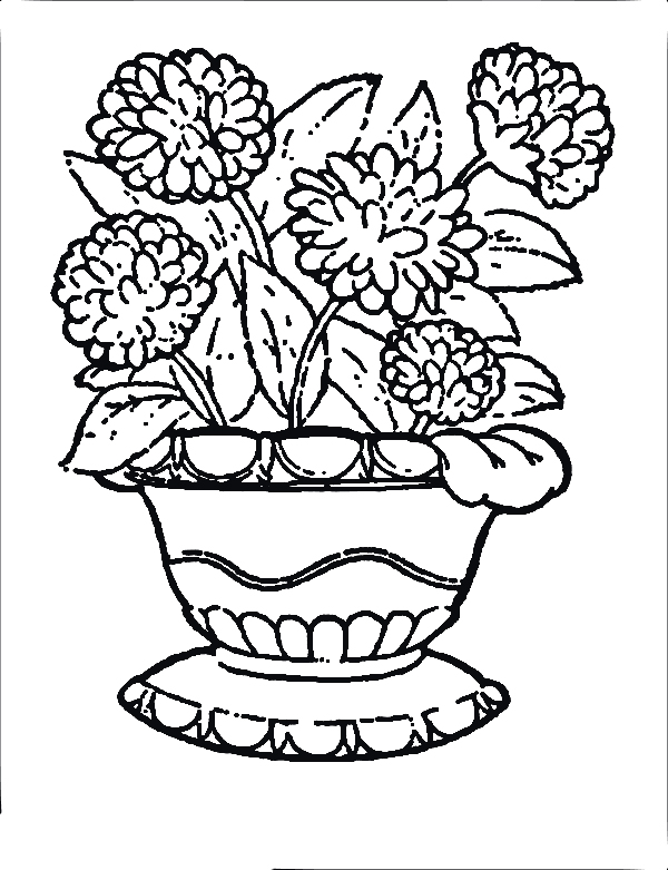 Carnation In Flower Pot Coloring Page Coloring Sun