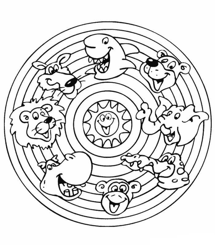 Cartoon Animal Mandala For Kids