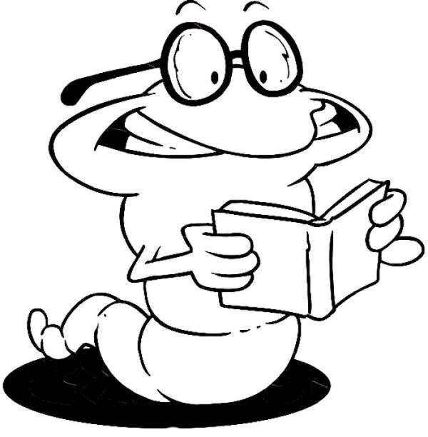 Cartoon Of Book Worm Enjoy Reading Coloring Page Coloring Sun