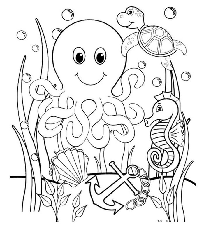 Cartoon Sea Animals Coloring Pages